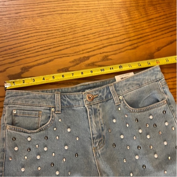 Womens INC jeans size 8/29 bling pearl blue jeans 8 / 29 straight midrise jeans - Picture 6 of 12